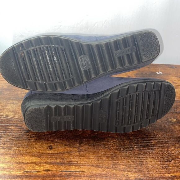 The Flexx Wm’s Sz 8 Blue Suede Slip On Comfort Wedge Loafer Shoes - Picture 7 of 8